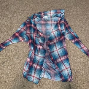 Red white blue plaid long sleeve